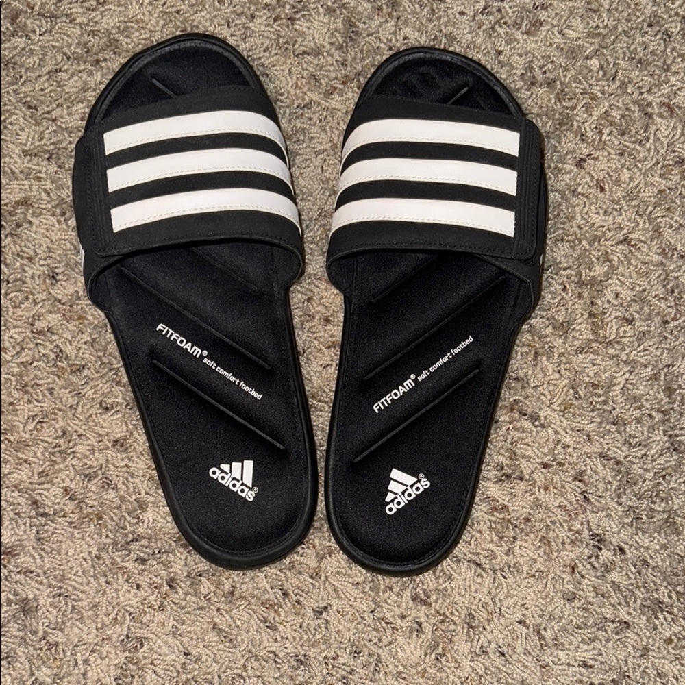 Adidas Black and White Slide Sandals